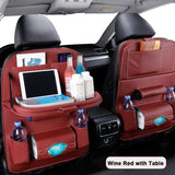 Car Seat Back Organizer Pu Leather Pad Bag Car Storage Organizer Foldable Table Tray Travel Storage Bag Auto Accessories